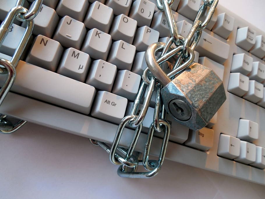 Keyboard with lock around it, locked, public domain, security HD wallpaper