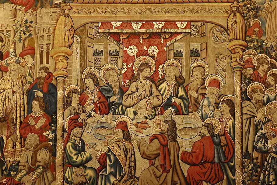 closeup photo of religious painting, Last Supper, Frescoes, Art