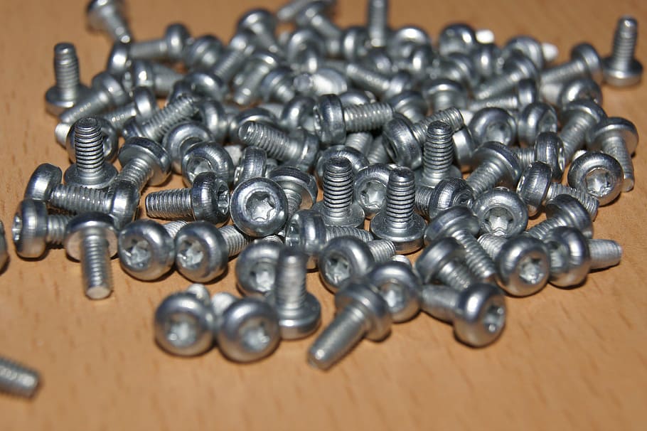 screw, connecting elements, grey, quantitative, bolt, construction Industry HD wallpaper