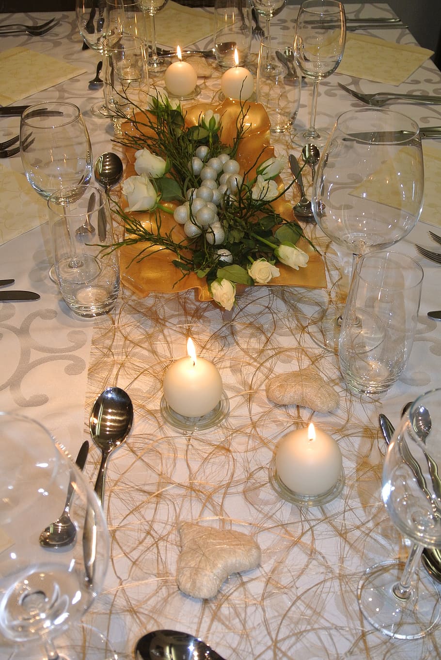 dinner, table, gedeckter table, cozy, invitation, covered, candle HD wallpaper