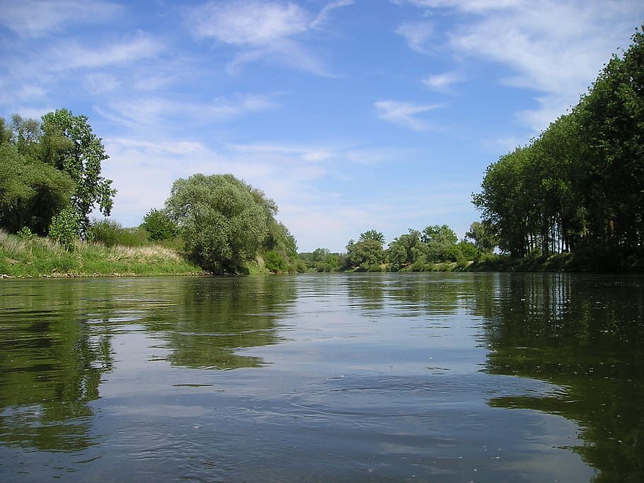 Germany, River, Nature, reflection, water, tree, lake, sky HD wallpaper