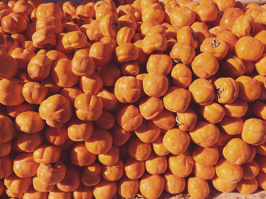 round orange fruits, pile of bread, tomato, vegetable, market HD wallpaper