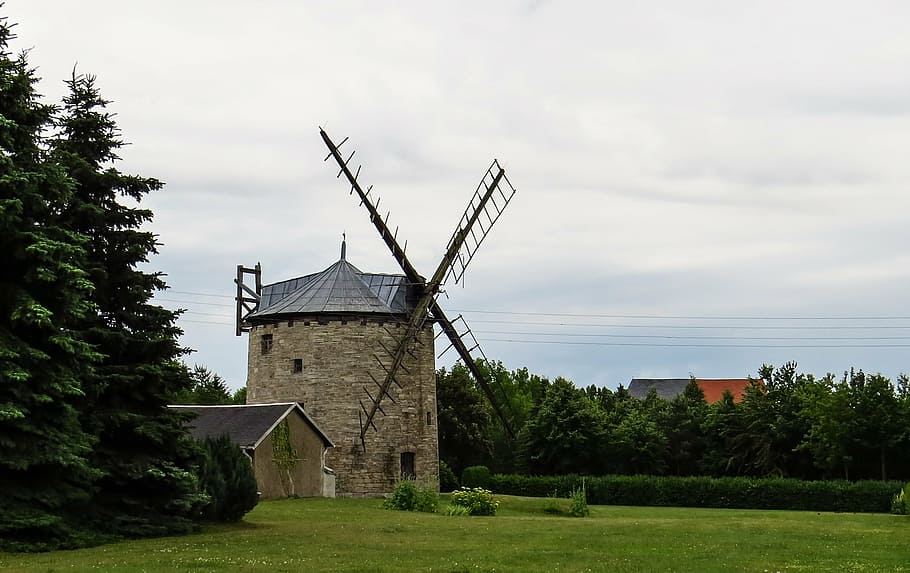 windmill, old, antique, nostalgia, windräder, sky, wind turbine HD wallpaper