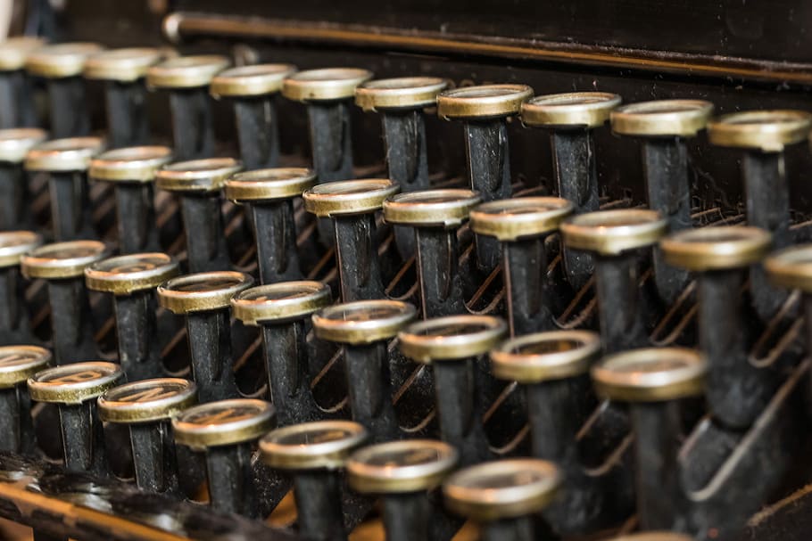 Typewriter, Antique, Old, Metal, leave, machine, alphabet, retro HD wallpaper