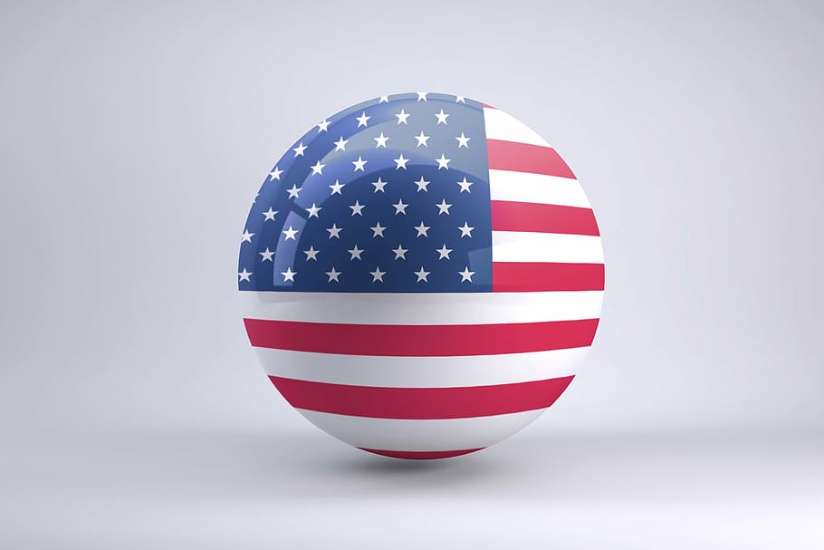 U.S.A. flag ball, usa flag, sphere, flag sphere, america, 3d, HD wallpaper