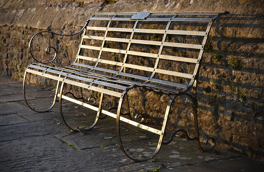 bench, metal, old, outdoor, furniture, seat, sitting, relax HD wallpaper