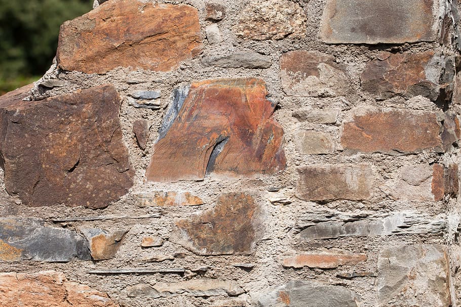 wall, natural stone, sand stone, old, hard, whitish, red, rusty HD wallpaper