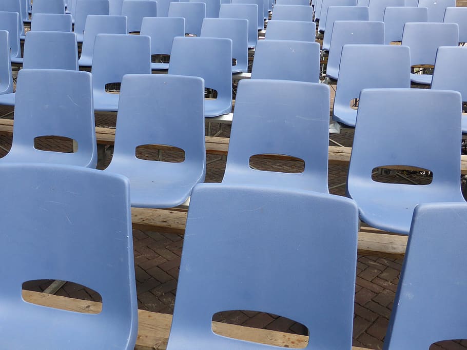 chairs, meeting, occur, in a row, repetition, large group of objects HD wallpaper
