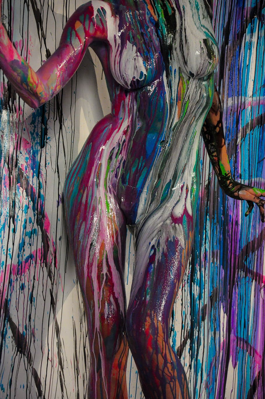 body painting, studio, models, multi Colored, abstract, pattern HD wallpaper
