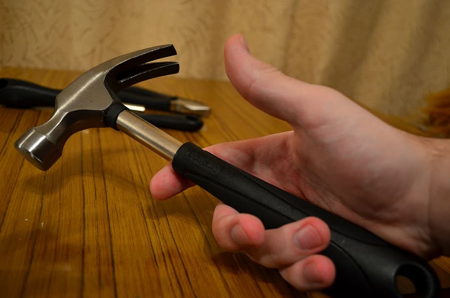 hammer, hand, tool, repair, work, board, table, work Tool, equipment HD wallpaper