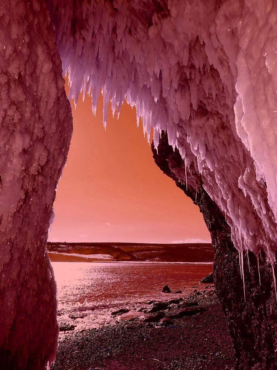 sea, beach, coast, ice, icicles, winter, cold, frost, naples HD wallpaper