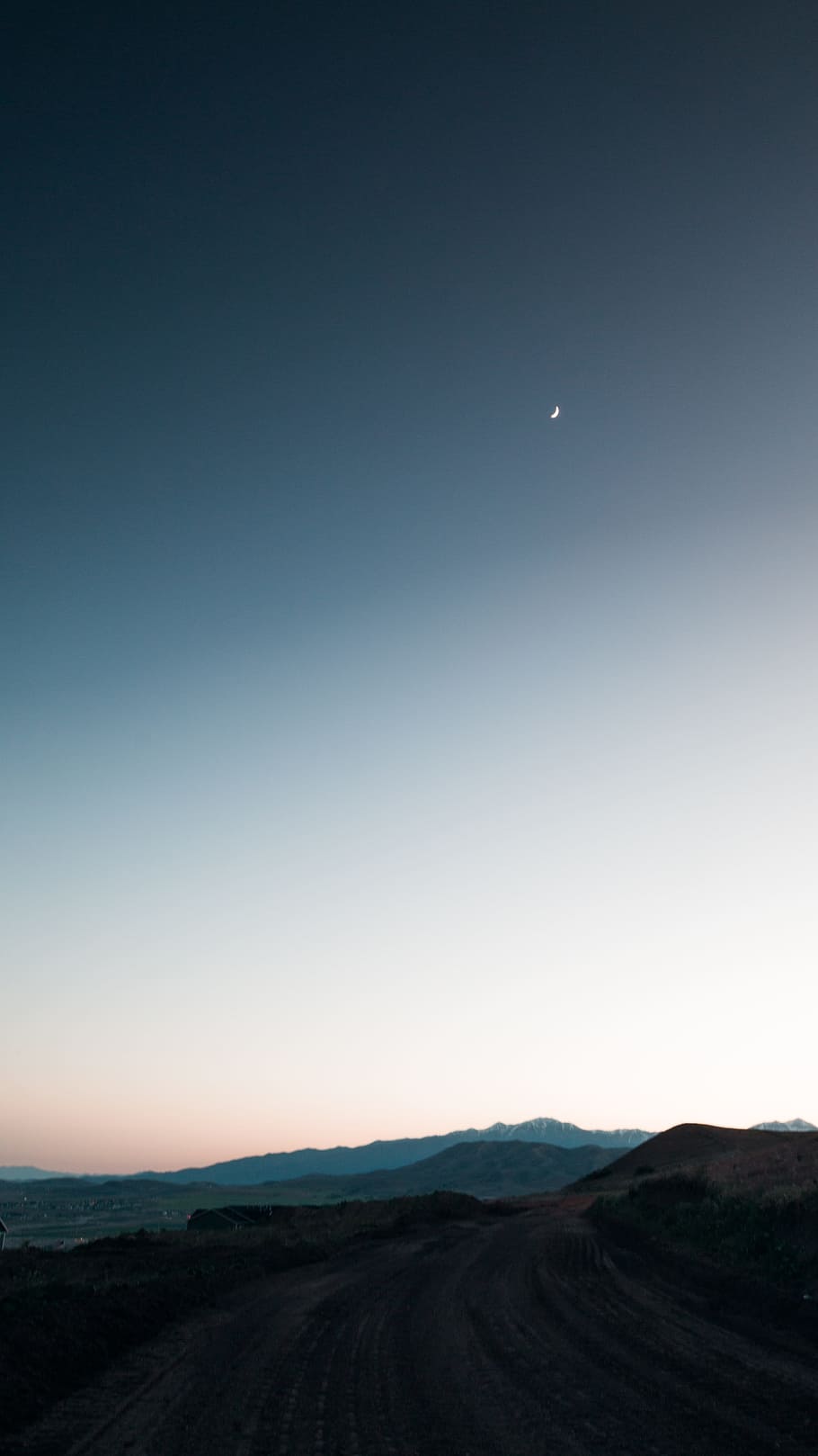 Landscape, Sunset, Moon, Mountains, blue, summer, scenics, nature HD wallpaper