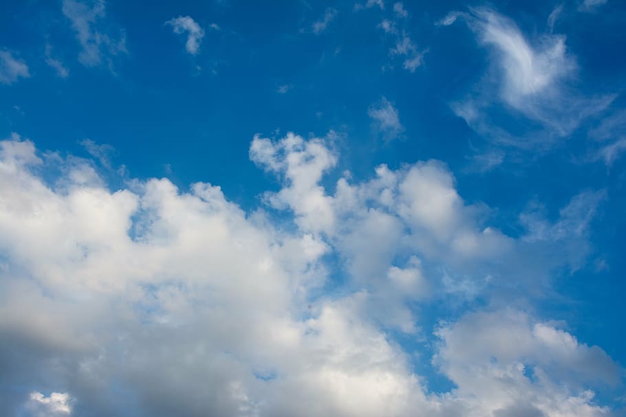 sky, clouds, blue, blue sky, view, cloud cover, glomerulus HD wallpaper