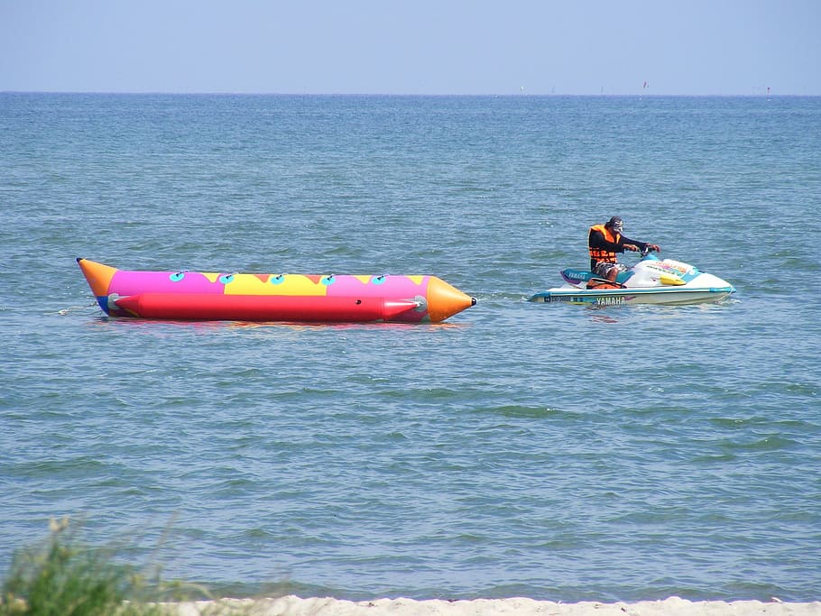 banana boat, water sport, sea, activity, holiday, beach, vacation, HD wallpaper