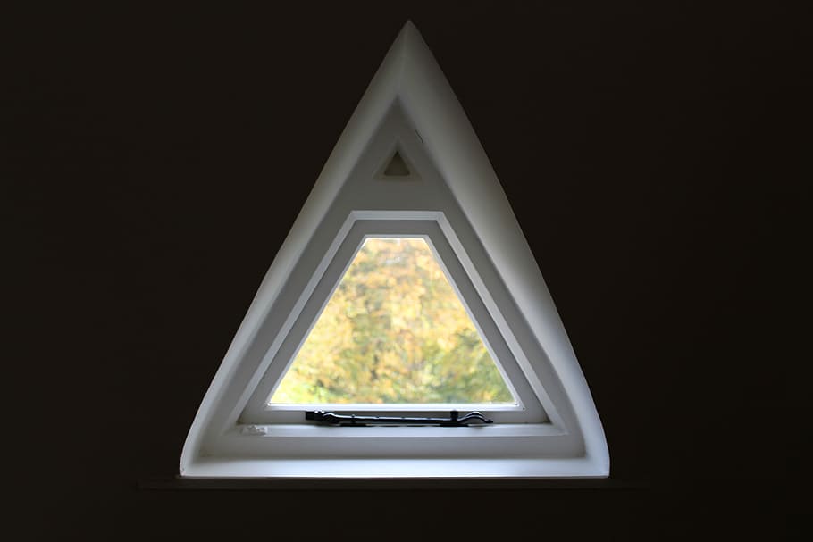 triangular white wooden frame, triangular white framed window HD wallpaper