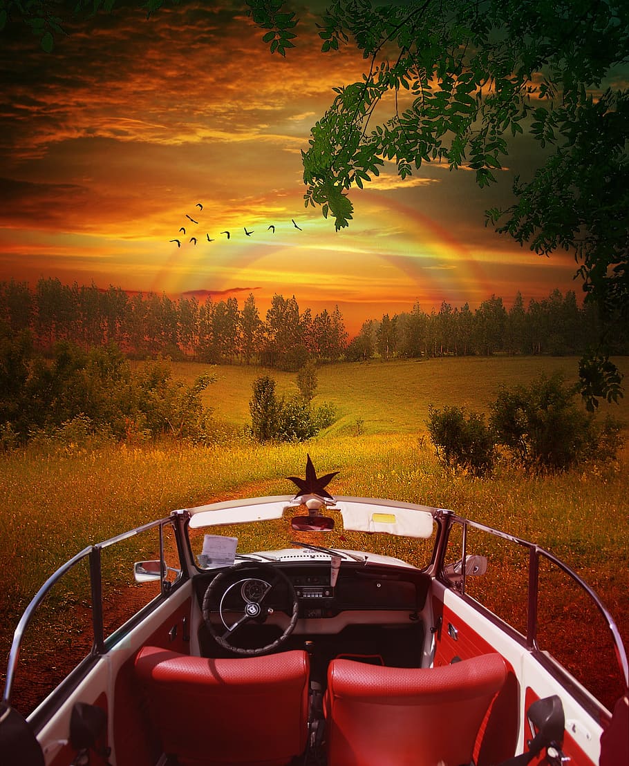 Beetle, Vw, Classic, Landscape, Sunset, sky, after the sunset glow HD wallpaper