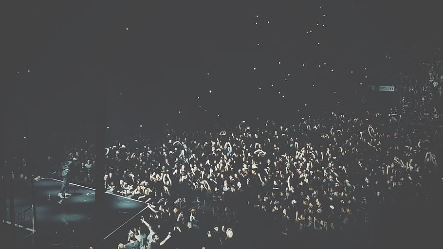 people gathered around a stage, people stands near stage, concert HD wallpaper