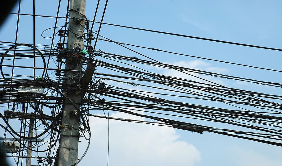 HD wallpaper: clutter, bangkok, thailand, cable, connection ...