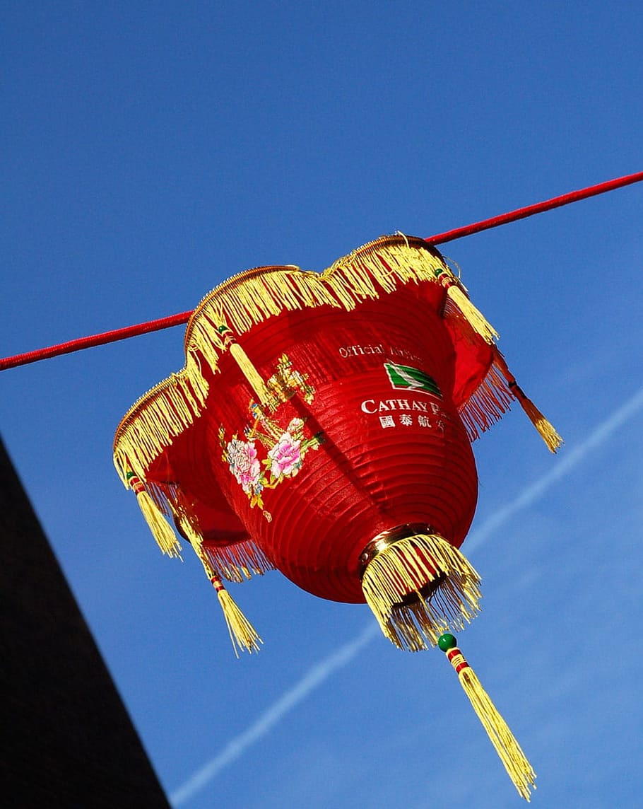 Chinese, Lantern, New, Year, London, red, sky, blue, holidays HD wallpaper