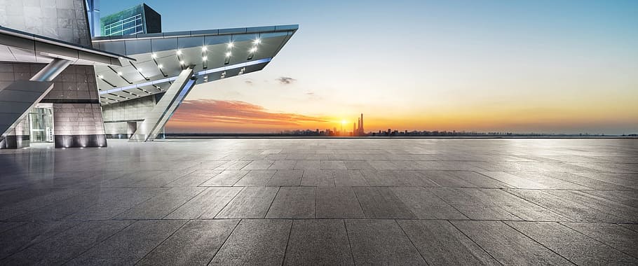 gray concrete structure illustration, city, platform, twilight HD wallpaper