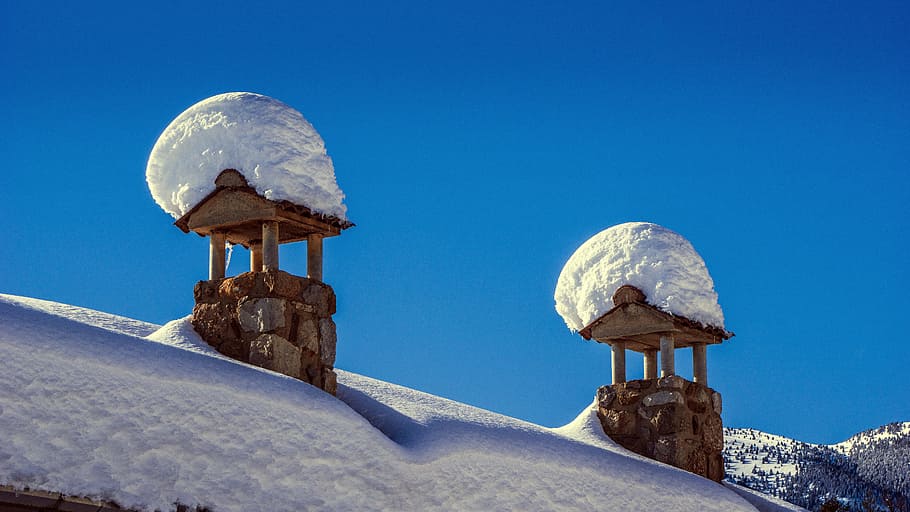snow, cold, fireplaces, structure, sky, outdoors, nature, travel HD wallpaper
