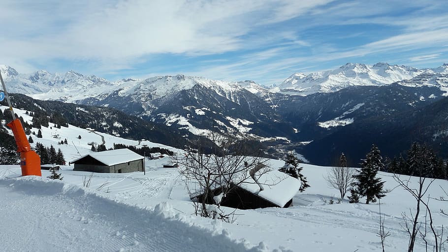 mountain, winter, chalet, snow, cold temperature, scenics - nature HD wallpaper