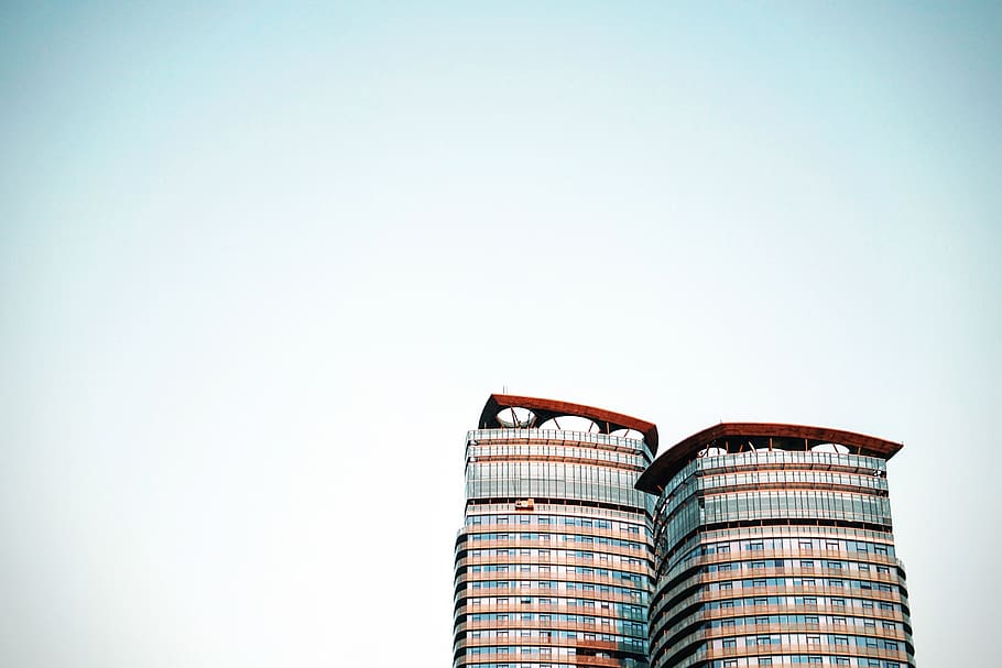 architecture, building, infrastructure, blue, sky, copy space HD wallpaper