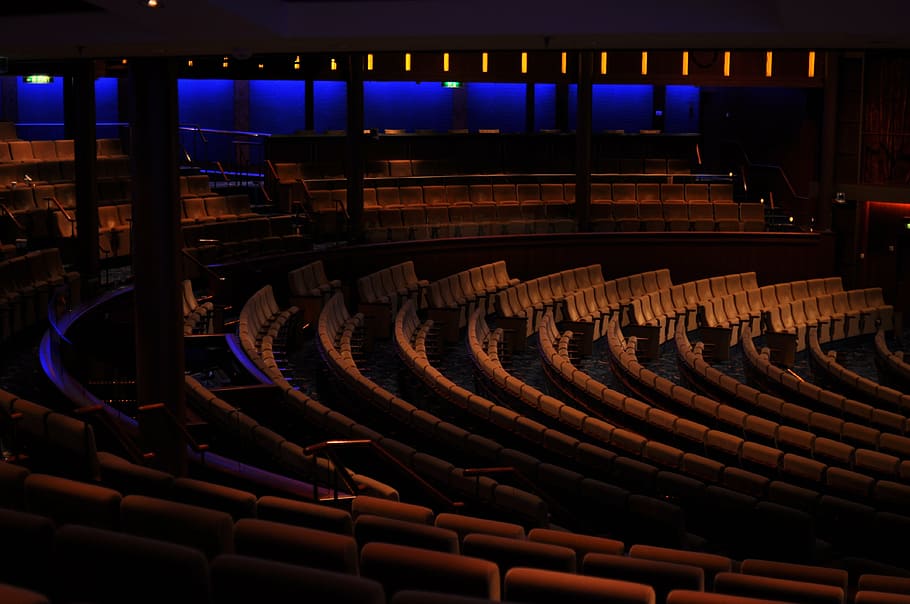 concert hall, chairs, dark, furniture, indoors, saloon, arts culture and entertainment