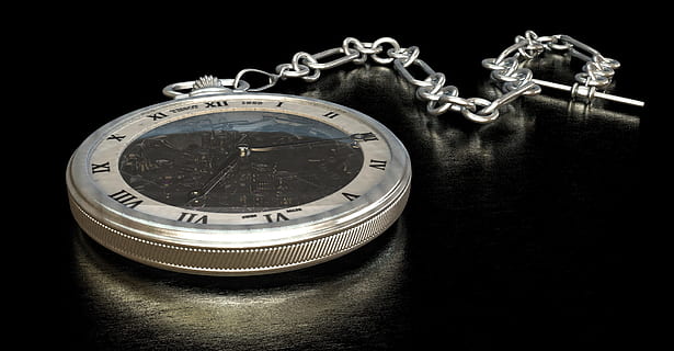 black and silver pocket watch, clock, movement, dial, wind up HD wallpaper