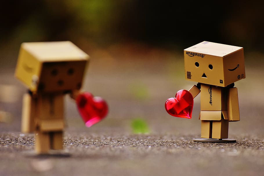 danbo, figures, love, longing, miss, heart, separation, separated