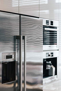 Interior of a modern kitchen, gray, white, contemporary, style HD wallpaper