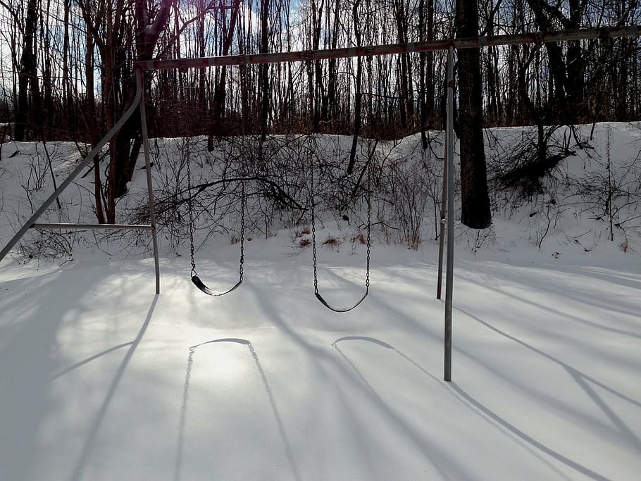 winter, swing, snow, cold, playground, park, nature, outdoor HD wallpaper