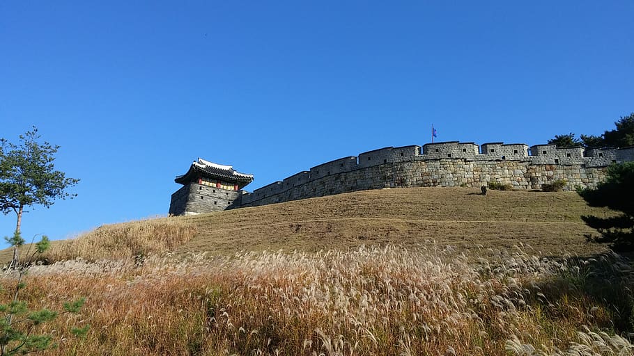 korea, castle, mars, suwon, autumn, architecture, built structure