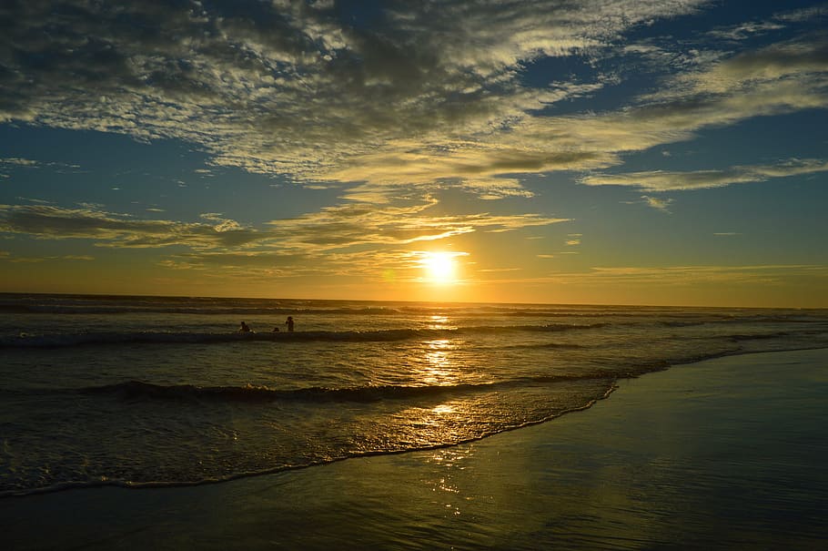sunset, sand, sea, ocean, landscapes, horizon, holiday, sky HD wallpaper