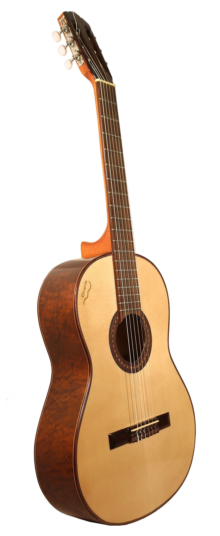 brown classical guitar, Luthier, Spanish, diapason, box, wood