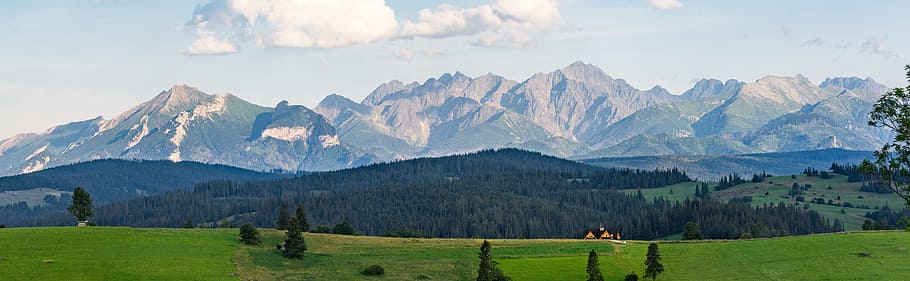 brown mountains with lawn, nature, tatra, landscape, sky, green HD wallpaper
