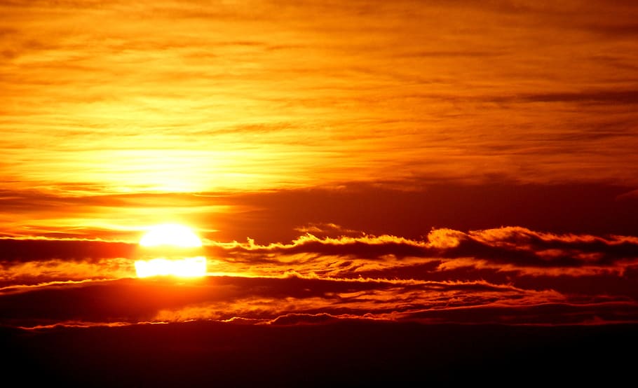 clouds during sunset, sky, twilight, red, cloud - sky, beauty in nature HD wallpaper