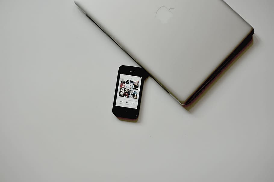 Laptop, Smart Phone, Apple, Macbook, iphone, no people, technology HD wallpaper