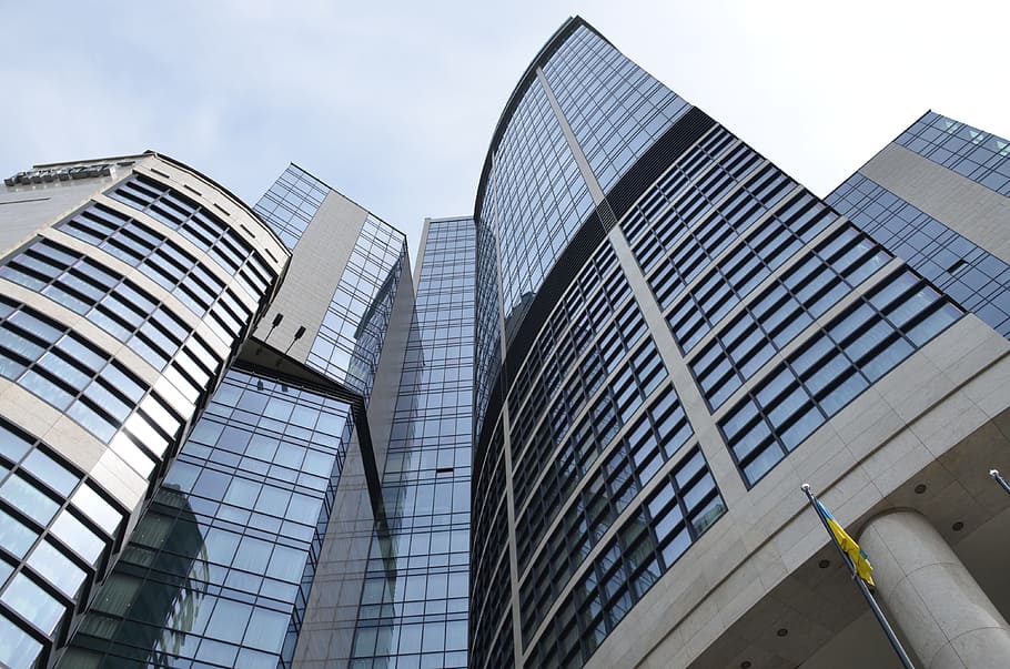 Skyscraper, Hilton, Kiev, architecture, glass - Material, office Building HD wallpaper