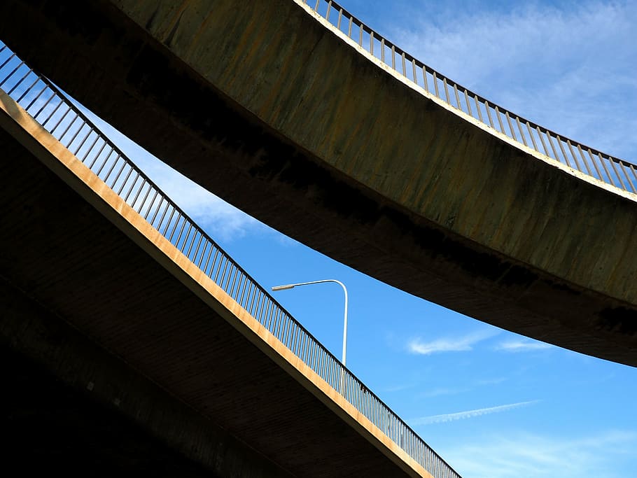 architecture, bridge, transition, lighting, düsseldorf, road HD wallpaper