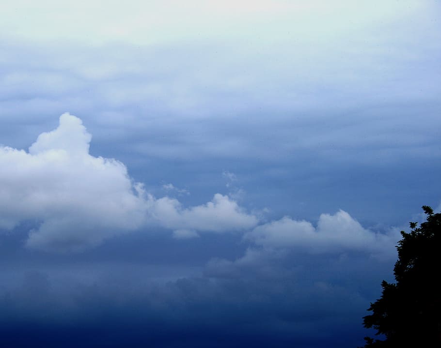 clouds, drifting, white, blue, distance, hues, cool, peaceful, HD wallpaper