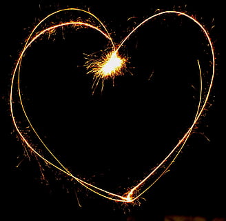 heart shaped firework, sylvester, fireworks, star thrower, sparkler HD wallpaper