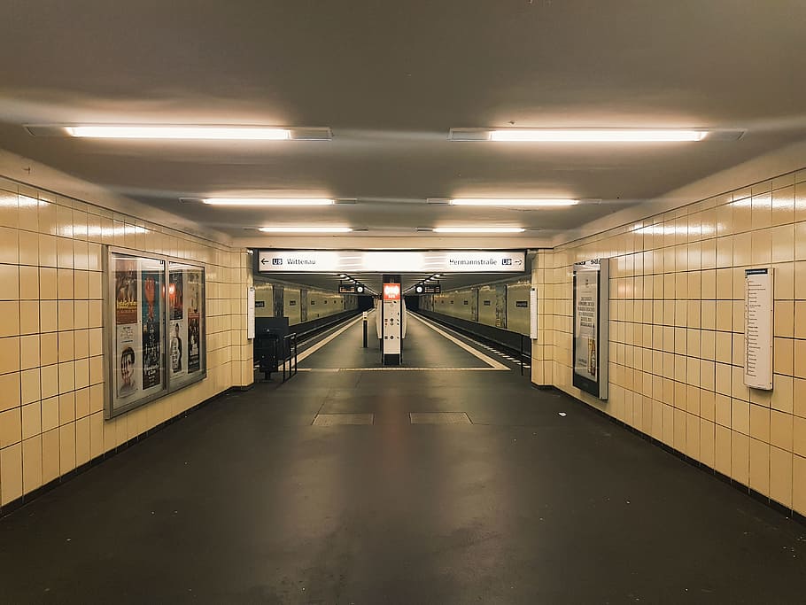 light, train, architecture, ceiling, berlin, empty, hallway, indoors HD wallpaper