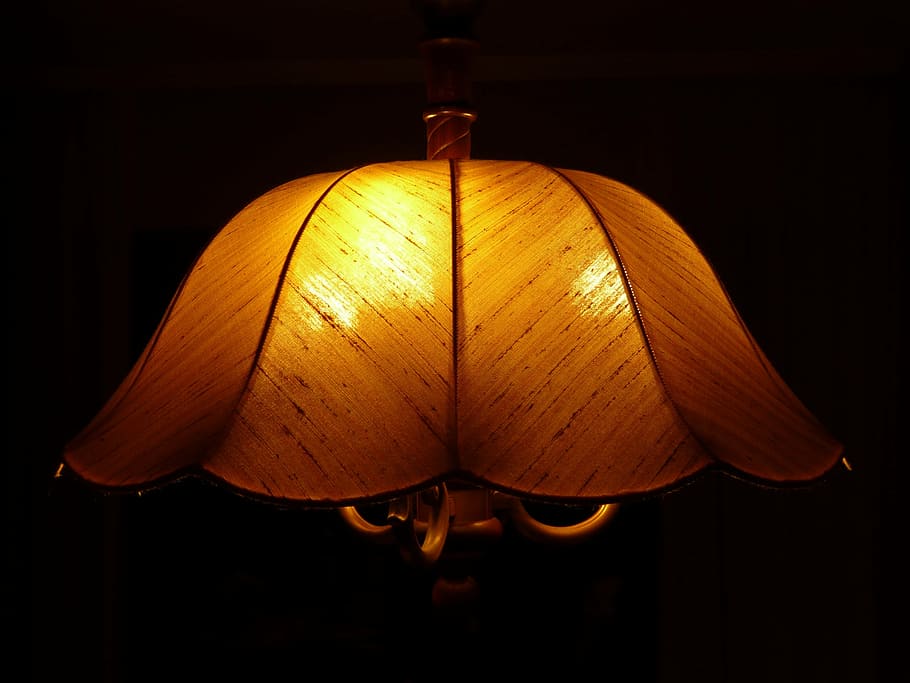 lampshade, light, darkness, night, light bulb, ocean, electric Lamp HD wallpaper