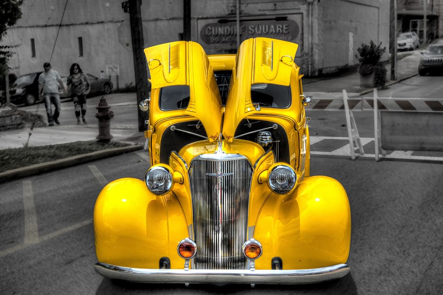 classic, car, vehicle, yellow, transportation, mode of transportation HD wallpaper