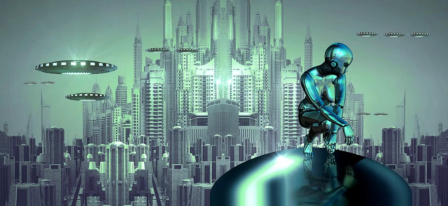 untitled, fantasy, science fiction, float, surreal, city, photo montage HD wallpaper