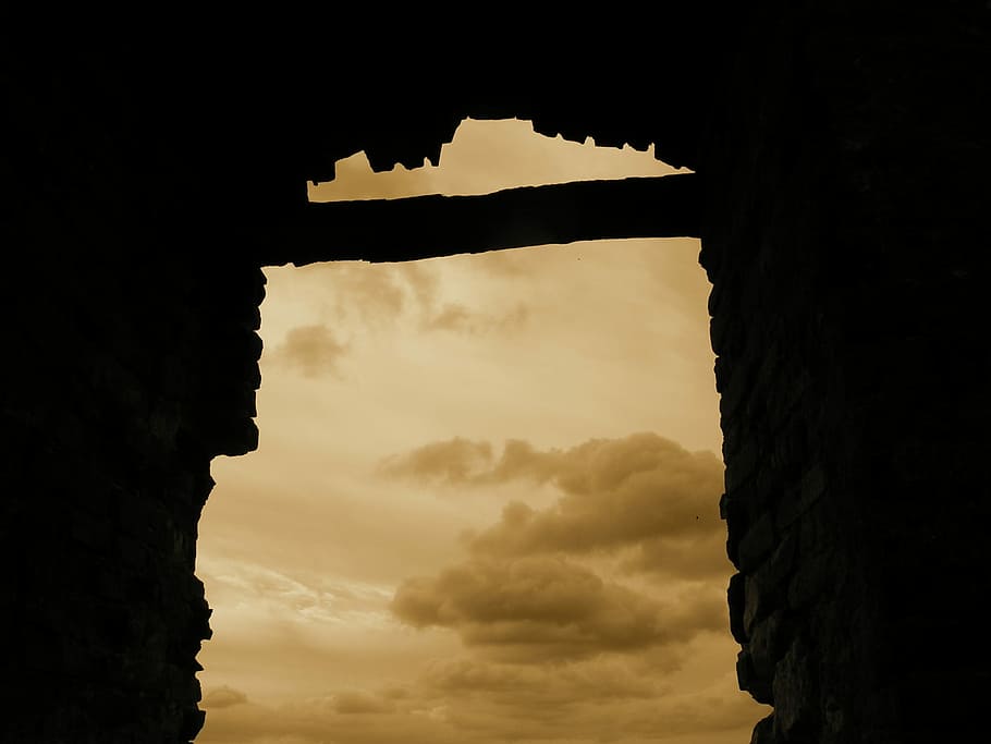 Castle, Heaven, Shadow, Clouds, Window, middle ages, ruins HD wallpaper