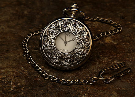 HD wallpaper: round silver-colored framed analog locket watch, always