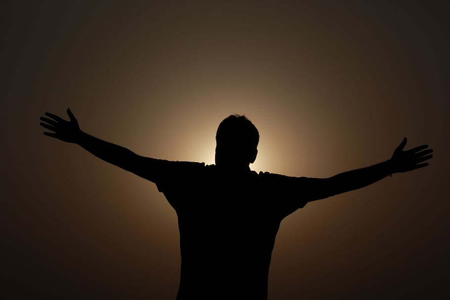 silhouette photo of man standing, Sun, Shadow, silhouette man