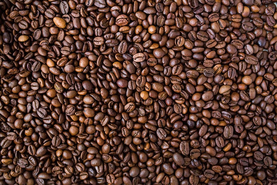 coffee beans lot, food, texture, pattern, brown, caffeine, backgrounds HD wallpaper